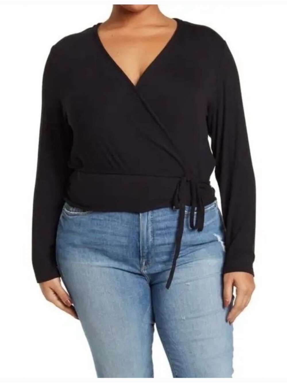 NWOT Sanctuary Black Knit Wrap Top Size XXL